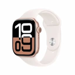 Apple Watch 10 MWWT3HN and A 46mm GPS, Rose Gold Aluminium Case, Light Blush Sport Band, watchOS11, S and M