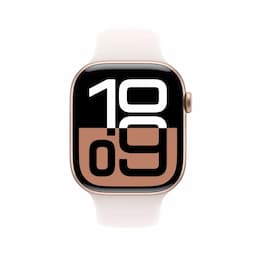 Apple Watch 10 MWWT3HN and A 46mm GPS, Rose Gold Aluminium Case, Light Blush Sport Band, watchOS11, S and M