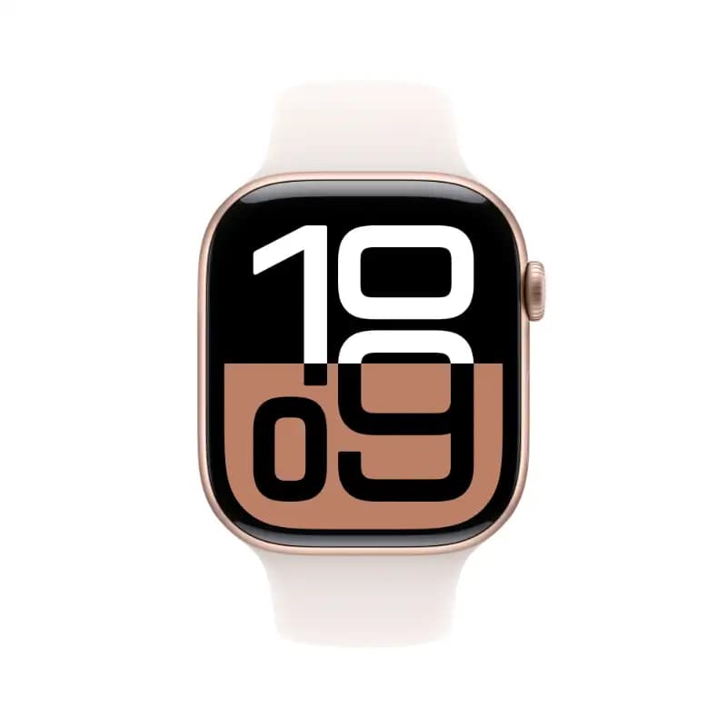 Apple Watch 10 MWWU3HN and A 46mm GPS, Rose Gold Aluminium Case, Light Blush Sport Band, watchOS11, M and L