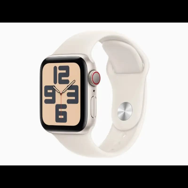 Apple Watch SE MXEF3HN and A 40mm GPS, Starlight Aluminium Case, Starlight Sport Band, watchOS 11, S and M