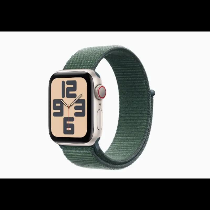 Apple Watch SE MXEH3HN/A 40mm GPS, Starlight Aluminium Case, Lake Green Sport Loop, watchOS 11