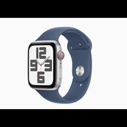 Apple Watch SE MXER3HN and A 44mm GPS, Silver Aluminium Case, Denim Sport Band, watchOS 11, M and L