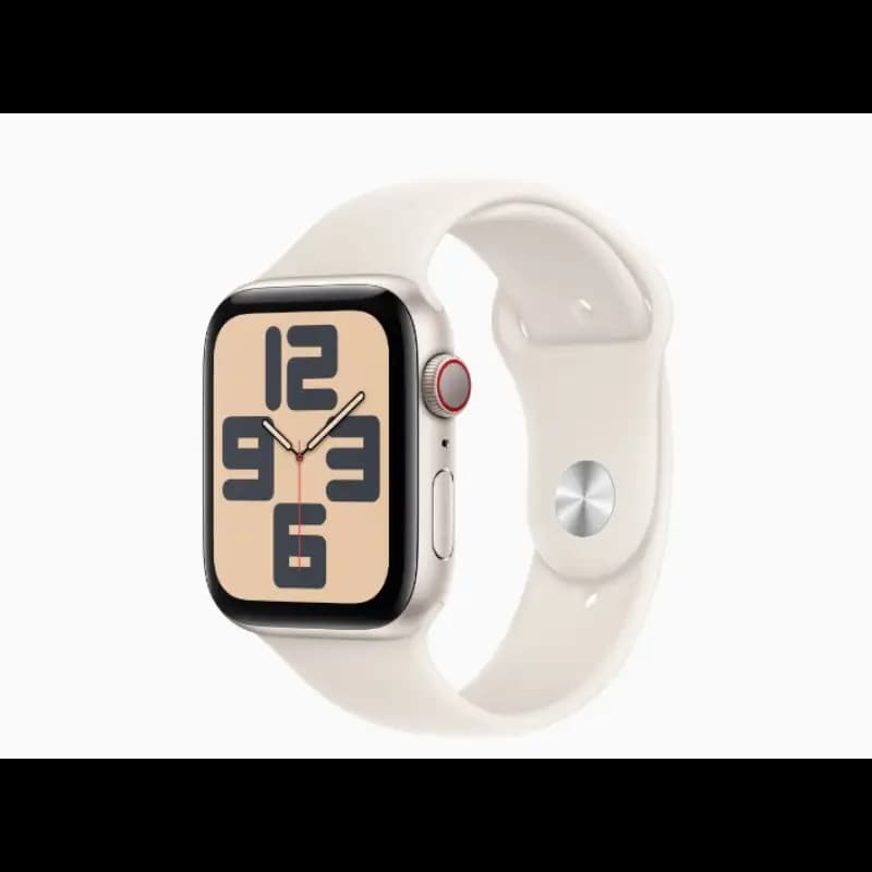 Apple Watch SE MXEV3HN and A 44mm GPS, Starlight Aluminium Case, Starlight Sport Band, watchOS 11, M and L