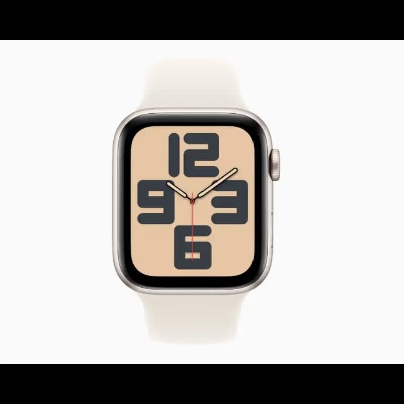 Apple Watch SE MXEV3HN and A 44mm GPS, Starlight Aluminium Case, Starlight Sport Band, watchOS 11, M and L