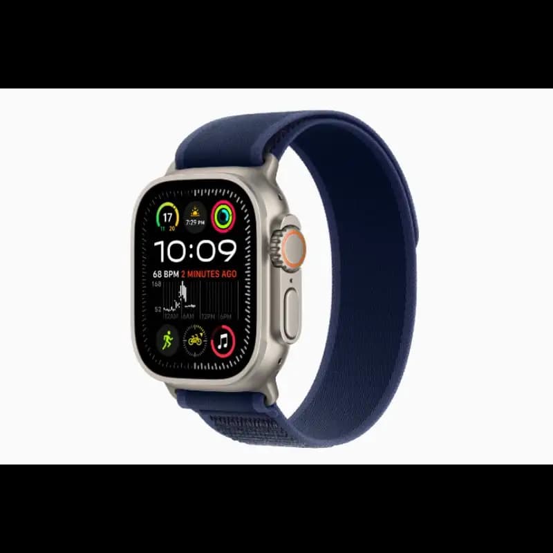 Apple Watch Ultra 2 MX4J3HN and A 49mm LTE and UMTS, Wi-Fi 4, Bluetooth 5.3, Natural Titanium Case, Blue Trail Loop, watchOS 11, S and M