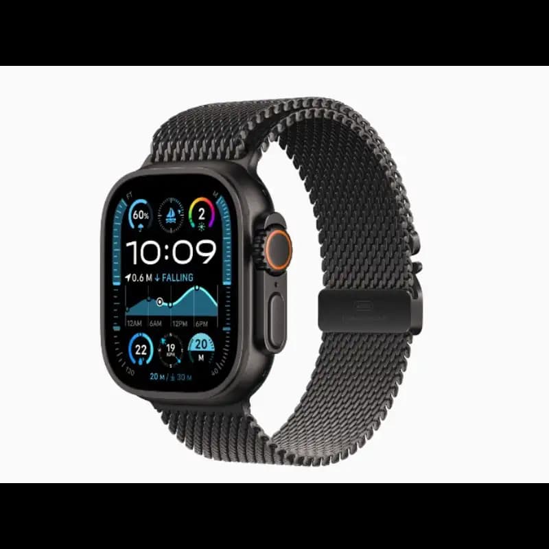 Apple Watch Ultra 2 MX4W3HN and A 49mm LTE and UMTS, Wi-Fi 4, Bluetooth 5.3, Black Titanium Case, Black Titanium Milanese Loop, watchOS 11, Small