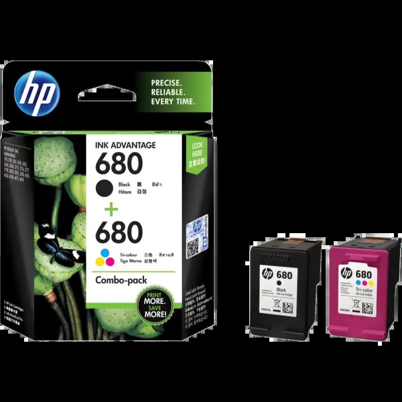 X4E78AA-HP680 Clr/Blk Ink Crtg C 2Pk