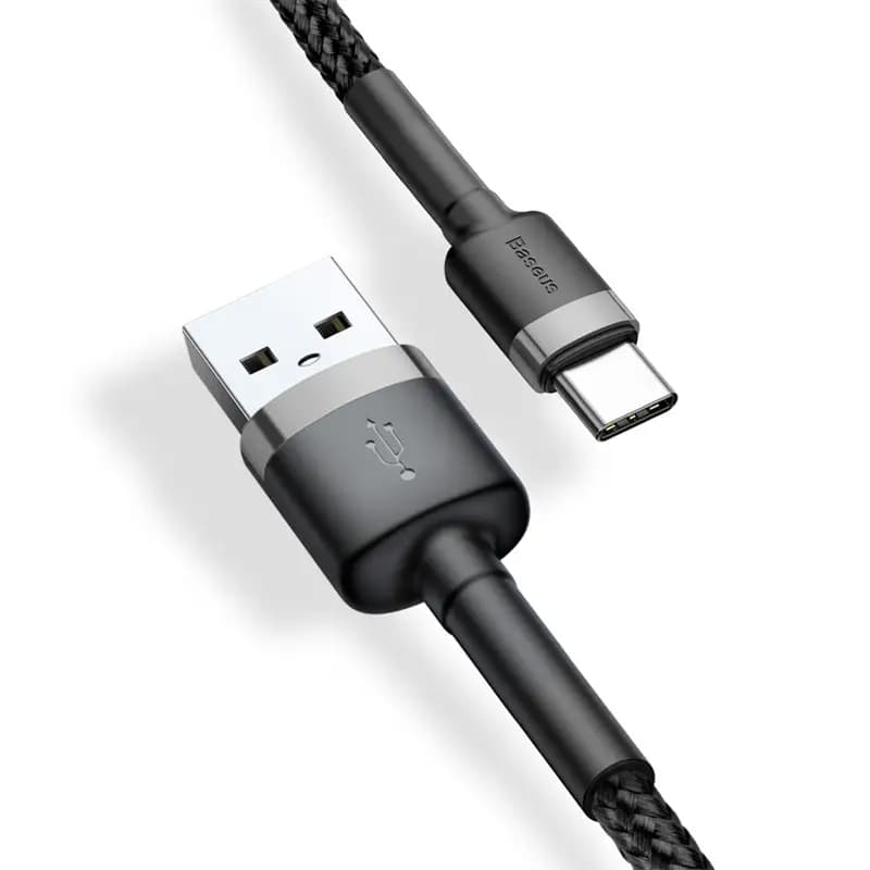 Baseus CATKLF-CG1 Cafule Cable USB For Type-C 2A 2m , Gray+Black