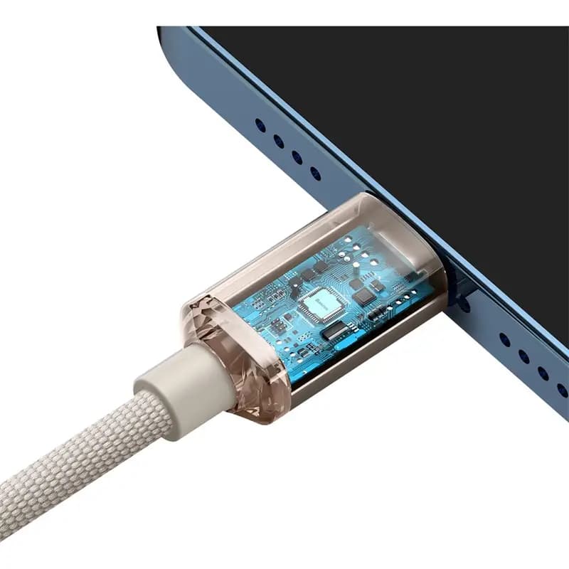 Baseus CAJY001404 Crystal Shine Series Fast Charging Data Cable Type-C To Ip 20W 2m, Pink