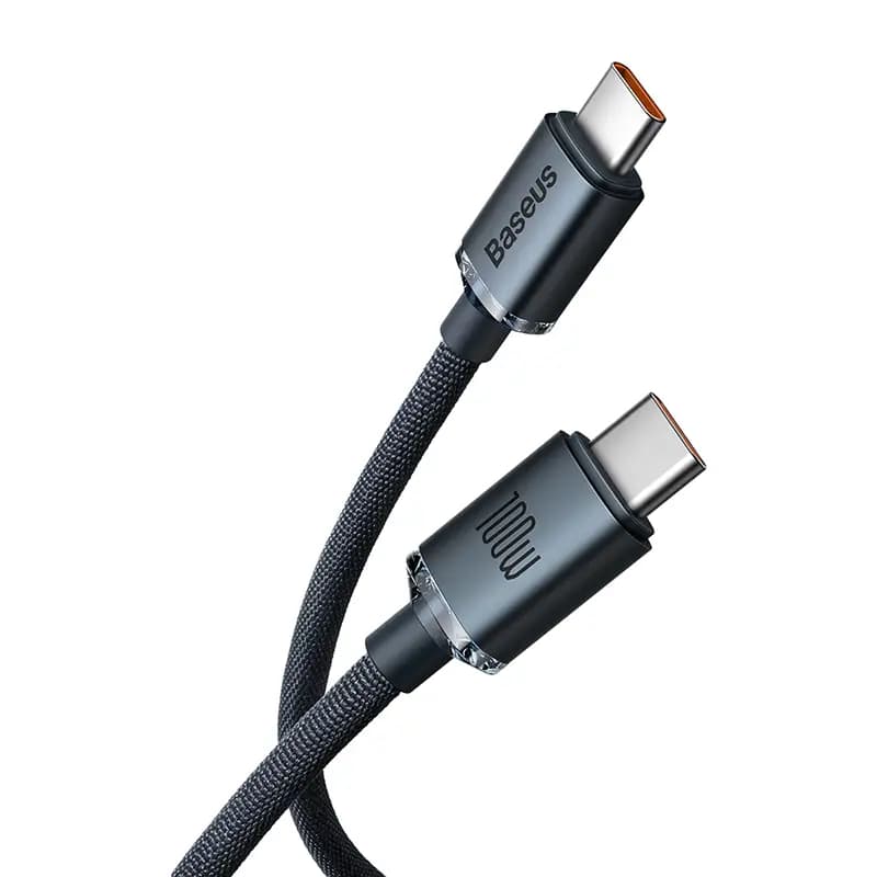 Baseus CAJY000601 Crystal Shine Series Fast Charging Data Cable Type-C To Type-C 100W 1.2m, Black