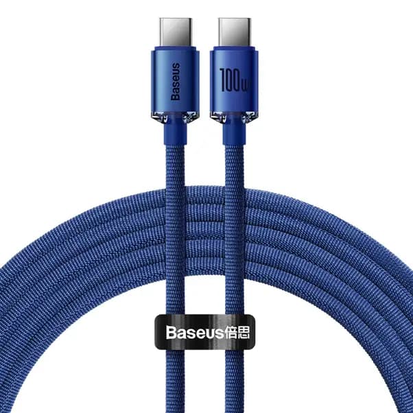 Baseus CAJY000703 Crystal Shine Series Fast Charging Data Cable Type-C To Type-C 100W 2m, Blue