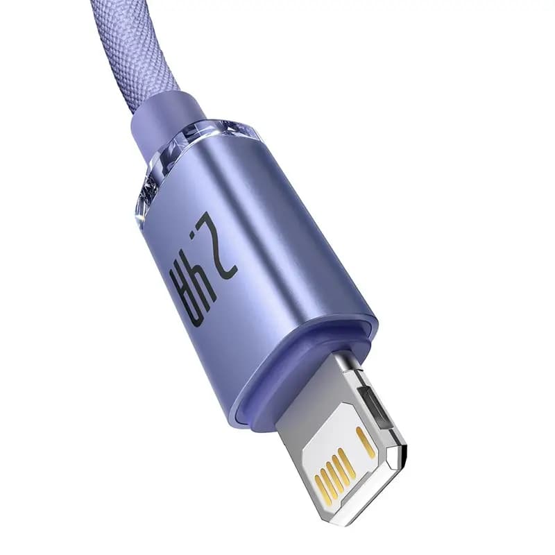 Baseus CAJY000005 Crystal Shine Series Fast Charging Data Cable USB To Ip 2.4A 1.2m, Purple