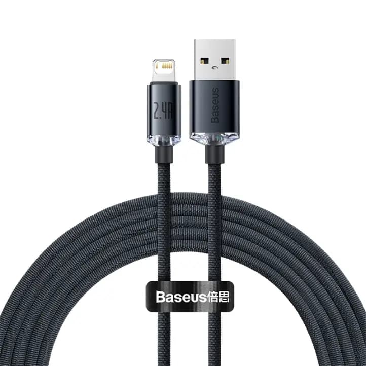 Baseus CAJY000101 Crystal Shine Series Fast Charging Data Cable USB To Ip 2.4A 2m, Black
