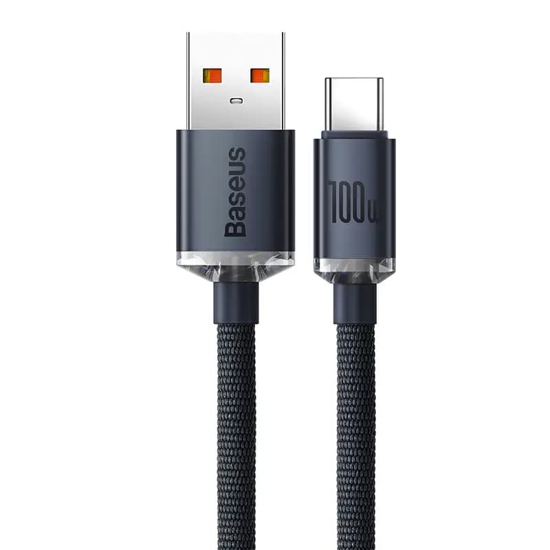 Baseus CAJY000501 Crystal Shine Series Fast Charging Data Cable USB To Type-C 100W 2m, Black
