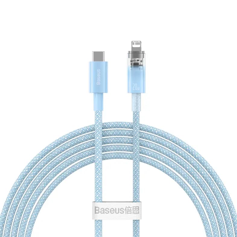 Baseus CATS010303 Explorer Series Fast Charging Cable With Smart Temperature Control Type-C To Ip 20W 2m, Blue