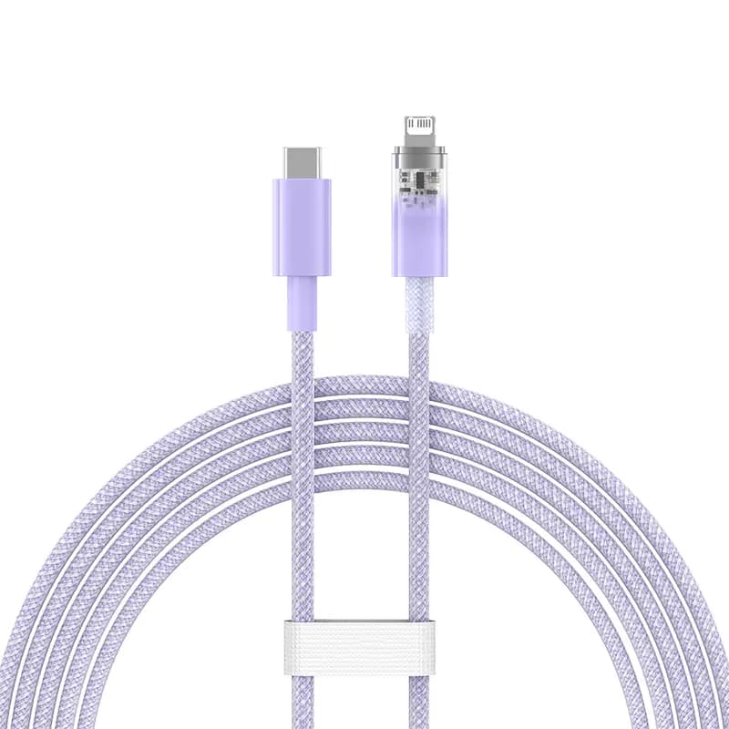 Baseus CATS010305 Explorer Series Fast Charging Cable With Smart Temperature Control Type-C To Ip 20W 2m, Purple