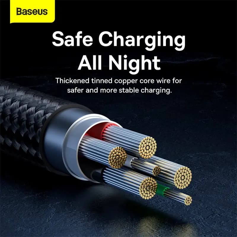 Baseus CATS000201 Explorer Series Auto Power-Off Fast Charging Data Cable USB to Type-C 100W, 1m, Black
