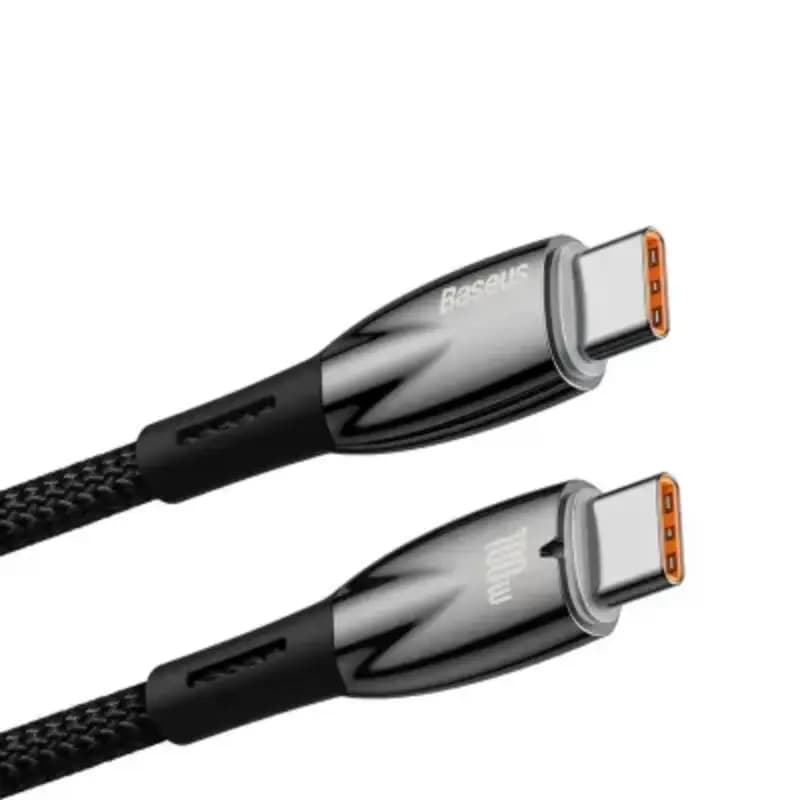 Baseus CADH000701 Glimmer Series Fast Charging Data Cable Type-C to Type-C 100W, 1m, Black