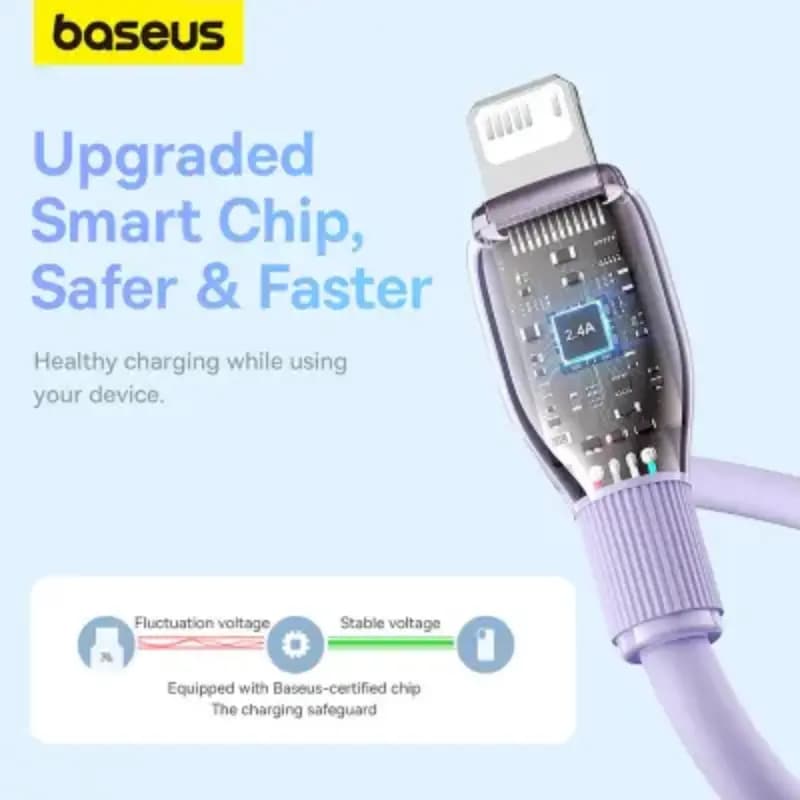 Baseus P10355700511-B3 Pudding Series Fast Charging Cable USB to iP 2.4A, 1.2m, Nebula Purple