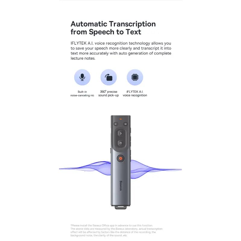 Baseus WKCD020013 Orange Dot AI Wireless Presenter (Red Laser)(Charging) Grey