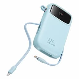 Baseus Qpow2 Dual-Cable Digital Display Fast Charge Power Bank 20000mAh, 22.5W, Galaxy Blue(With: Simple charging cable Type-C 3A 0.3m White)