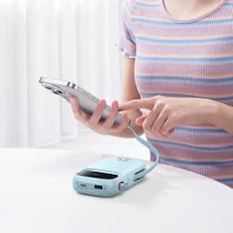 Baseus Qpow2 Dual-Cable Digital Display Fast Charge Power Bank 20000mAh, 22.5W, Galaxy Blue(With: Simple charging cable Type-C 3A 0.3m White)