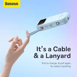 Baseus Qpow2 Dual-Cable Digital Display Fast Charge Power Bank 20000mAh, 22.5W, Galaxy Blue(With: Simple charging cable Type-C 3A 0.3m White)