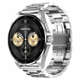 Fastrack 38123SM01 Radiant FX1 Luxury Metal Smartwatch with 3.6 cm AMOLED Display, SingleSync BT Calling, Functional Crown - Silver