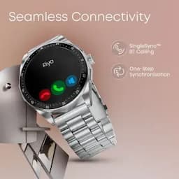 Fastrack 38123SM01 Radiant FX1 Luxury Metal Smartwatch with 3.6 cm AMOLED Display, SingleSync BT Calling, Functional Crown - Silver