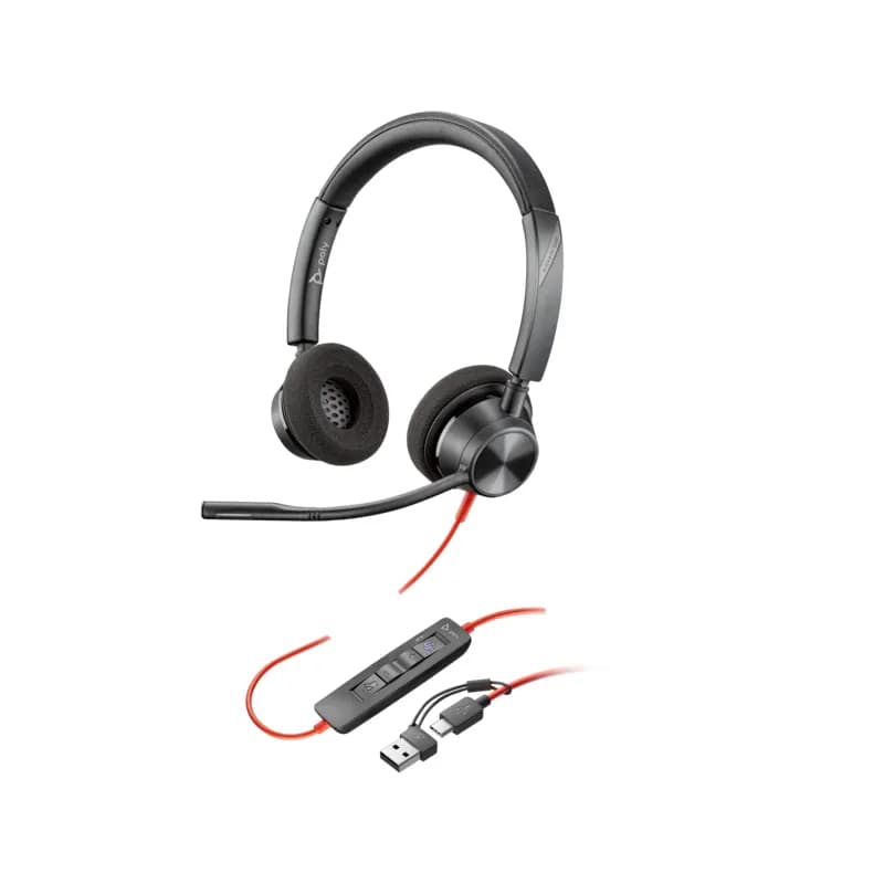 Poly 8X220AA Blackwire 3320 Stereo Microsoft Teams Certified USB-C Headset +USB-C/A Adapter