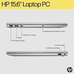 HP 9D3M8PA#ACJ 15 Inch Laptop, Intel Ryzen 3 Processor, 8GB Memory, 512GB Storage, Windows 11, Silver