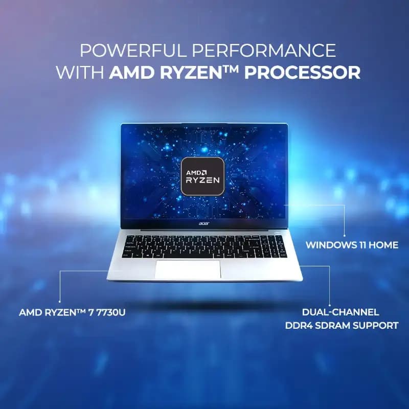 Acer UN.34QSI.003 Aspire 3 A325-42 Laptop, AMD Ryzen 7 Processor, 16 GB Memory, 512 GB Storage, Windows 11, Pure Silver