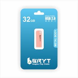 BRYT BR-5002-04, Metal Body Flash Drive USB 2.0 Type A Pendrive with 3 Years Warranty 32 GB Pen Drive, Rose Gold