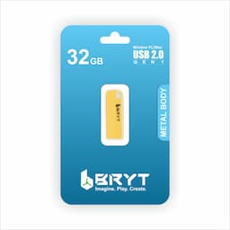 BRYT BR-5002-07, Metal Body Flash Drive USB 2.0 Type A Pendrive with 3 Years Warranty 32 GB Pen Drive, Gold