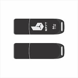 BRYT BR-5001-91, Fiber Body Flash Drive USB 3.1 High-Speed Type A Pendrive With 3 Years Warranty 64GB Pen Drive, Fiber Black