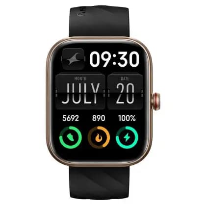 Fastrack 38104PP03K Kruz+ 4.85 CM Super HD Display with Functional Crown & SingleSync Black Silicone Strap Smart Watch for Unisex