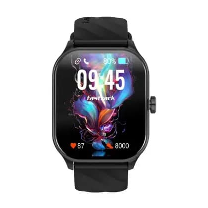 Fastrack 38086PP04 Reflex Power, 4.97 cm Super AMOLED Arched Display, 410 x 502 Pixel Resolution, IP68 WR with Black Strap, Unisex Smart Watch