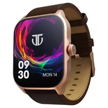 Titan Zeal 90196AL02 with 4.69 cm AMOLED Display with AOD, Functional Crown, BT Calling, Rose Gold with Brown Leather Strap Smart Watch
