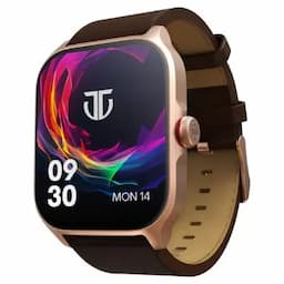 Titan Zeal 90196AL02 with 4.69 cm AMOLED Display with AOD, Functional Crown, BT Calling, Rose Gold with Brown Leather Strap Smart Watch