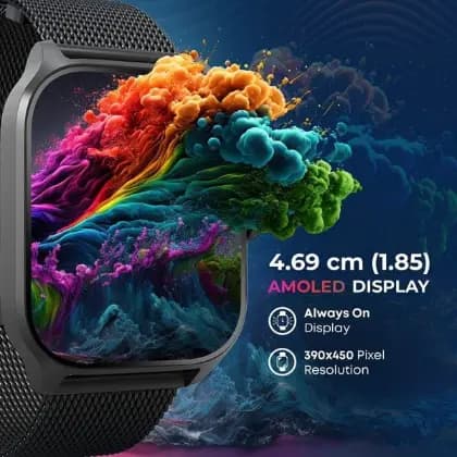 Titan Zeal 90196AL02 with 4.69 cm AMOLED Display with AOD, Functional Crown, BT Calling, Rose Gold with Brown Leather Strap Smart Watch