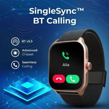 Titan Zeal 90196AM02 with 4.69 cm AMOLED Display with AOD, Functional Crown, BT Calling, Rose Gold with Black Leather Strap Smart Watch
