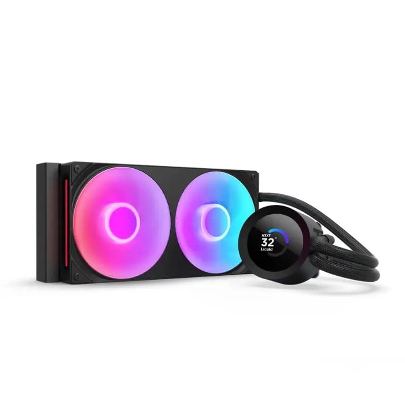 NZXT RL-KR240-B2, Kraken Plus 240 RGB v2, 40mm RGB AIO Liquid Cooler with 1.54" LCD, Black