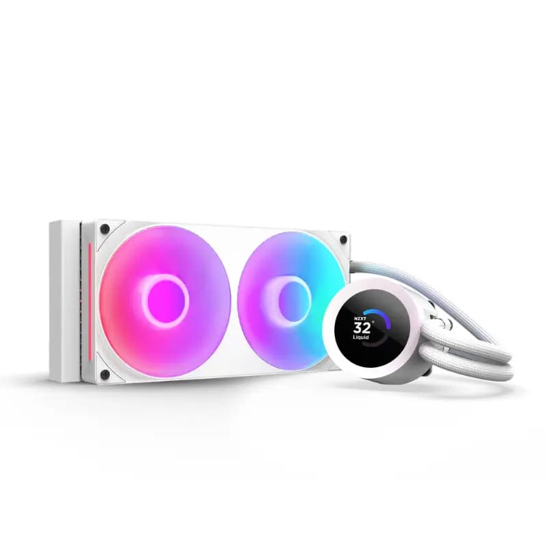 NZXT RL-KR240-W2, Kraken Plus 240 RGB v2, 40mm RGB AIO Liquid Cooler with 1.54" LCD, White