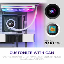 NZXT RL-KR240-W2, Kraken Plus 240 RGB v2, 40mm RGB AIO Liquid Cooler with 1.54" LCD, White