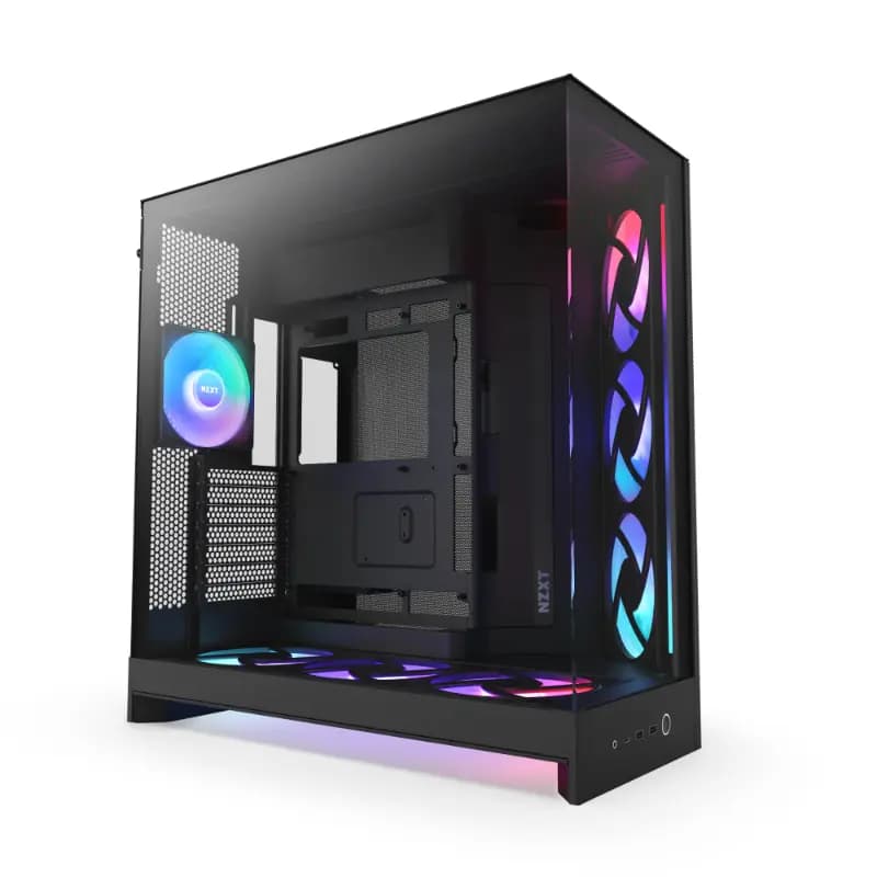 NZXT CM-H92FB-P1, Large Dual-Chamber Mid-Tower ATX Airflow Case with RGB and Control Hub H9 Flow RGB+, Black