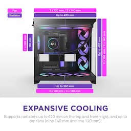 NZXT CM-H92FB-P1, Large Dual-Chamber Mid-Tower ATX Airflow Case with RGB and Control Hub H9 Flow RGB+, Black