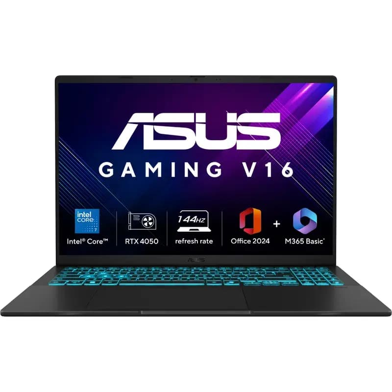 ASUS V3607VU-RP275WS V16, 16 inch Display, Intel Core i7 240H, 16 GB RAM, 512 GB Storage, RTX 4050, Windows 11 Home, Microsoft Office Home 2024 + M365 Basic Black, Gaming Laptop