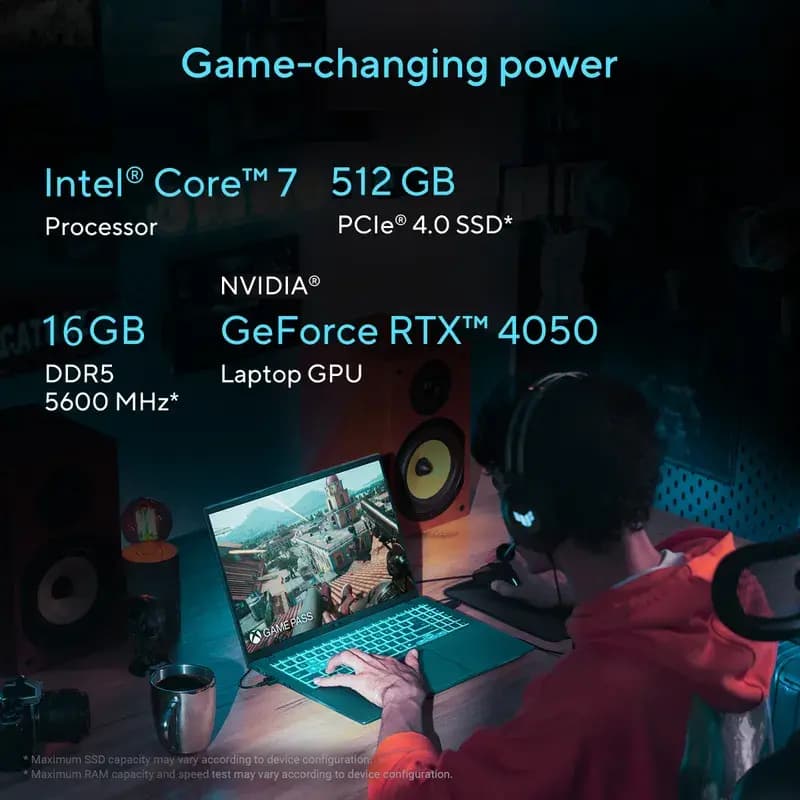 ASUS V3607VU-RP275WS V16, 16 inch Display, Intel Core i7 240H, 16 GB RAM, 512 GB Storage, RTX 4050, Windows 11 Home, Microsoft Office Home 2024 + M365 Basic Black, Gaming Laptop