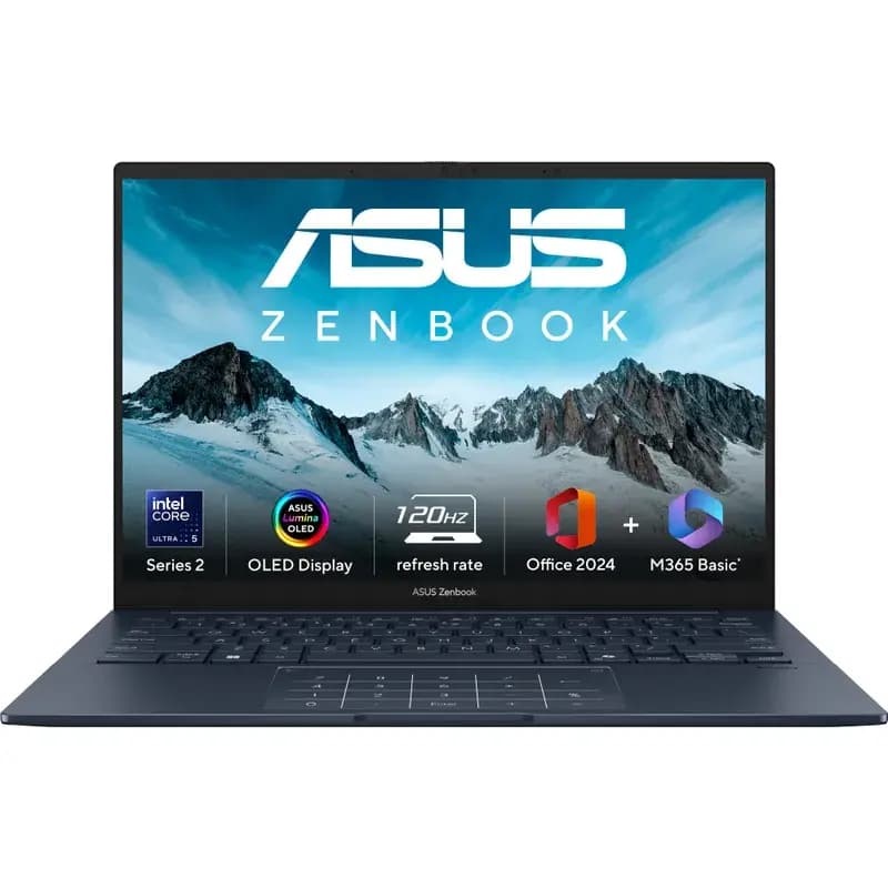 ASUS UX3405CA-PZ162WS ZenBook 14 OLED, Intel Core Ultra 5 225H, 16 GB RAM, 1 TB Storage, Intel Arc Graphics, 14 Inch, Blue AI Powered Laptop