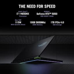 Asus G615JHR-S5005WS ROG Strix G16, Intel Core i7 14650HX, RTX 5050 GPU 16GB RAM, 1TB Storage, 40.64 cms 16 inch Display, 2.5K Windows 11 Home, Office Home 2024 + M365 Basic (1 Year Validity)*) Gaming Laptop